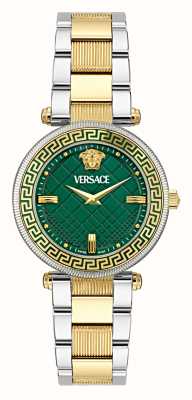 Versace Reve (35mm) グリーン文字盤 / ツートンステンレススチールブレスレット VE8B00524