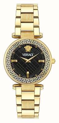 Versace Reve (35mm) ブラック文字盤 / ゴールドトーンステンレススチールブレスレット VE8B00624