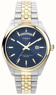 Timex レガシー デイデイト (41mm) ブルーサンレイダイヤル / ツートンステンレススチールブレスレット TW2W42600