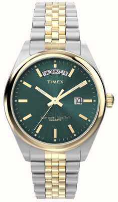 Timex レガシー デイデイト (41mm) グリーン サンレイ ダイヤル / ツートン ステンレス スチール ブレスレット TW2W42800