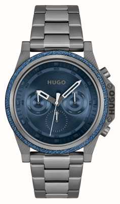 HUGO メンズ #brave (46mm) ブルー文字盤 / グレー ステンレススチール ブレスレット 1530350