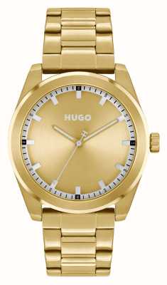HUGO メンズ #bright (42mm) ゴールド文字盤 / ゴールドトーンステンレススチールブレスレット 1530354