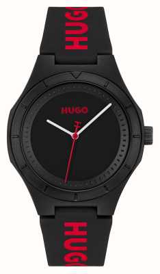 HUGO メンズ #lit (42mm) ブラック文字盤 / ブラックシリコンストラップ 1530343