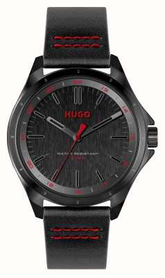 HUGO メンズ #コンプリート (42mm) ブラック ダイヤル / ブラック レザー ストラップ 1530321