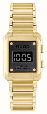 HUGO メンズ #thrive (30mm) ブラック デジタル ダイヤル / ゴールドトーン ステンレススチール ブレスレット 1530359