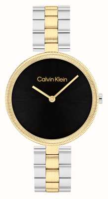 Calvin Klein レディース グリーム (32mm) ブラック ダイヤル / ツートン ステンレス スチール ブレスレット 25100012