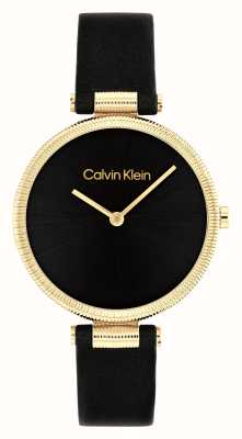 Calvin Klein レディース グリム (32mm) ブラック ダイヤル / ブラック レザー ストラップ 25100017