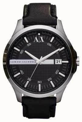 Armani Exchange メンズ|ブラックダイヤル|ブラックレザーストラップウォッチ AX2101