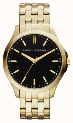 Armani Exchange メンズ|ブラックダイヤル|ゴールドトーンのステンレススチールブレスレット AX2145