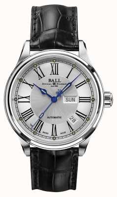Ball Watch Company トレインマスターローマンオートマチッククロコダイルストラップホワイトダイヤル NM1058D-L4J-WH