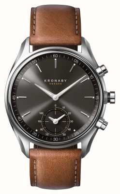 Kronaby 43mmセケルブルートゥースブラウンレザーブラックダイヤルA1000-0719 S0719/1
