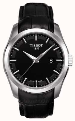 Tissot メンズクトゥーリエブラックダイヤルブラックレザーストラップデート T0354101605100