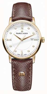 Maurice Lacroix 女性用エリロスブラウンレザーストラップゴールドメッキケース EL1094-PVP01-150-1