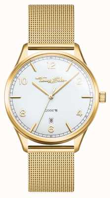 Thomas Sabo |グラムと魂|女性用ゴールドメッシュブレスレット|白い文字盤 WA0361-264-202-36