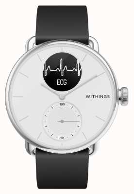 Withings Scanwatch - ECG 付きハイブリッド スマートウォッチ (38mm) ホワイト ハイブリッド ダイヤル / ブラック シリコン HWA09-MODEL 1-ALL-INT
