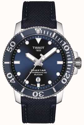 Tissot Seastar1000パワーマティック|青い布ストラップ|ブルーダイヤル T1204071704101
