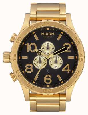Nixon 51-30クロノ|オールゴールド/ブラック|ゴールドIPブレスレット|黒の文字盤 A083-510-00