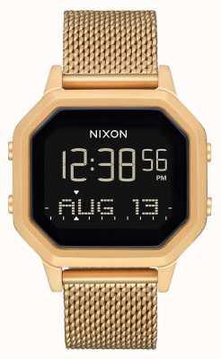 Nixon サイレンミラネーゼ|オールゴールド|デジタル|ゴールドIPスチールメッシュブレスレット A1272-502-00