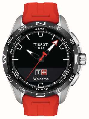 Tissot T-Touch コネクトソーラーチタン（47.5mm）ブラックダイヤル/レッド合成ストラップ T1214204705101