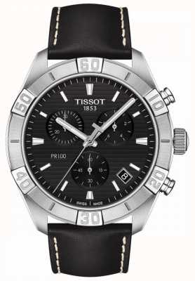 Tissot Pr100スポーツ|クロノグラフ|黒の文字盤|ブラックレザーストラップ T1016171605100