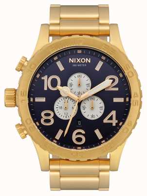 Nixon 51-30クロノ|オールゴールド/インディゴ|ゴールドIPブレスレット|インディゴダイヤル A083-2033