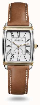 Herbelin 女性のアールデコ時計の茶色の革ストラップ 10638/T08GO