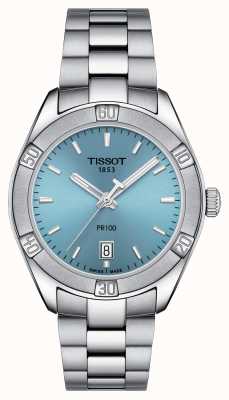 Tissot Pr100レディスポーツシック|青いダイヤル|ステンレス鋼のブレスレット T1019101135100
