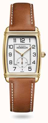 Herbelin 女性のアールデコ時計の茶色の革ストラップ 10638/P22GO