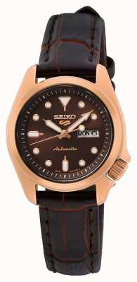 Seiko 5 スポーツ |コンパクト 28mm |ブラウンダイヤル |ブラウンレザーストラップ |自動時計 SRE006K1