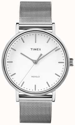 Timex フェアフィールド37mmシルバートーンケースホワイトダイヤルメッシュバンド TW2R26600