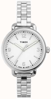 Timex 女性用スタンダードデミ30mmシルバートーンケースホワイトダイヤルシルバートーンブレスレット TW2U60300