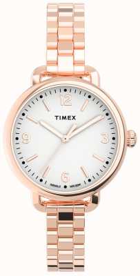 Timex 女性用スタンダードデミ30mmローズゴールドトーンケースホワイトダイヤルローズゴールドトーンブレスレット TW2U60700