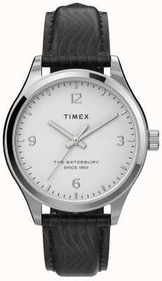 Timex 女性用ウォーターベリーシルバートーンケースとブラックストラップ TW2U97700