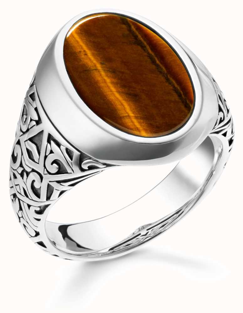 Thomas Sabo Jewellery | Rebel At Heart | Tiger's Eye Signet Ring | S - S  1/2 / 60 TR2242-826-2-60
