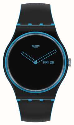 Swatch ミニマルラインブルーブラックとブルーの時計 SO29S701