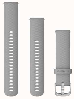 Garmin クイック リリース ストラップ (20mm) パウダー グレー シリコン / シルバー ハードウェア - ストラップのみ 010-12924-00