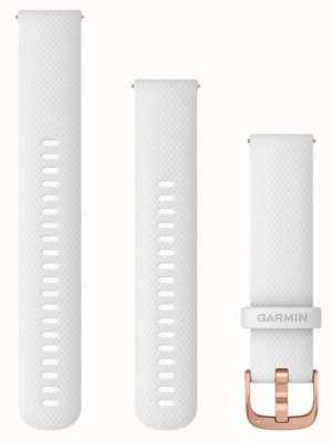 Garmin クイック リリース ストラップ (20mm) ホワイト シリコン / ローズゴールド ハードウェア - ストラップのみ 010-12924-10