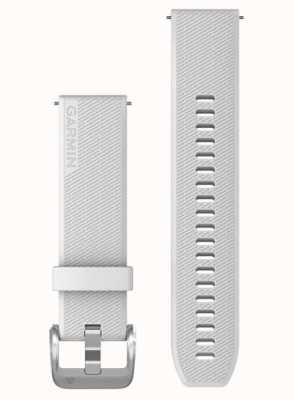 Garmin クイック リリース ストラップ (20mm) ホワイト シリコン / ポリッシュ シルバー ハードウェア - ストラップのみ 010-13114-01
