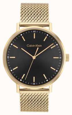 Calvin Klein メンズブラックダイヤル|ゴールドステンレススチールブレスレット 25200049