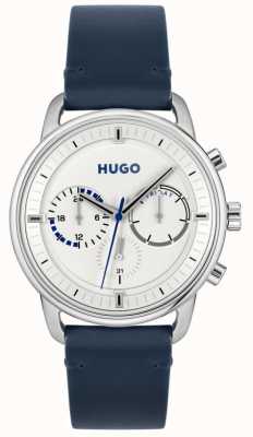 HUGO メンズ#advise|白い文字盤|ブルーレザーストラップ 1530233