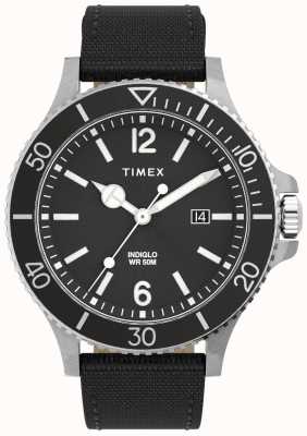 Timex メンズ|ハーバーサイド|ブラックダイヤル|黒のテキスタイルストラップ TW2V27000