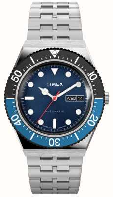 Timex M79自動黒と青のベゼル時計 TW2V25100