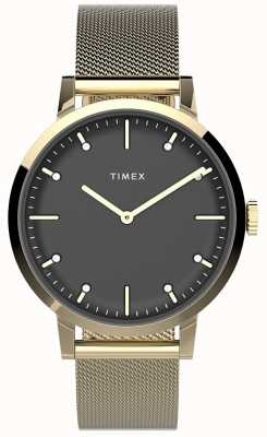 Timex 女性|ミッドタウン|ブラックダイヤル|ステンレス鋼|メッシュストラップ TW2V37200