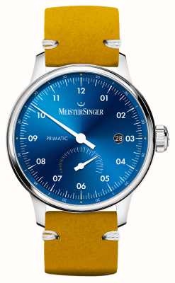 MeisterSinger プリマティック ニュー |ミディアムブルーダイヤル |タンレザーストラップ PR918