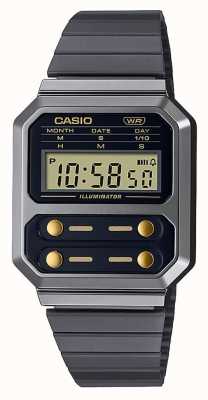 Casio コレクション グレーメッキのステンレススチール時計 A100WEGG-1A2EF