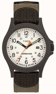 Timex メンズ |遠征 |キャンピングカー |クリームダイヤル |カーキ生地のストラップ TW4B23700