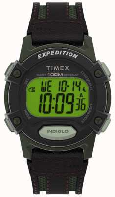 Timex メンズ |遠征 |デジタル |黒の革ストラップ TW4B24400