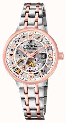 Festina レディースローズ-pltd.skeleton自動巻き時計（ブレスレット付き） F20615/1