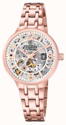Festina レディースローズ-pltd.skeleton自動巻き時計（ブレスレット付き） F20616/1