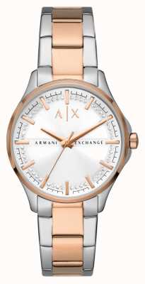 Armani Exchange レディース|ホワイトクリスタルセットダイヤル|ツートンカラーのステンレススチールブレスレット AX5258